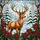 Stag Antlers Poinsettia Snowy Winter Forest - Tiffany Glass Christmas Holiday Decor Gift Stained Glass Suncatcher - 5