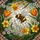 Fluffy Bumblebee Tiffany Style Stained Glass Flowers Tulips Daffodils Fractured Sky Stained Glass Suncatcher - 5
