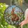 Brown Rabbit Easter Eggs Stained Glass Tiffany Art - Spring Holiday Gift Decor Stained Glass Suncatcher - 2
