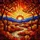 Autumn Landscape Setting Sun Mountains River Gnarled Trees Stained Glass Style - Fall Decor Stained Glass Suncatcher - 5