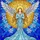 Radiant Praying Angel Tiffany Style Stained Glass Art Silver Wings Blue Snowflakes Stained Glass Suncatcher - 5