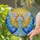 Radiant Praying Angel Tiffany Style Stained Glass Art Silver Wings Blue Snowflakes Stained Glass Suncatcher - 2