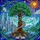 Majestic Tree Book Staircase, Glowing Translucent Tiffany Glass Sky Mosaic Art Stained Glass Suncatcher - 5