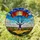 Parachuting Skydiver Stained Glass Art - Tiffany Jewel Tones Sky Clouds Hills Decor Stained Glass Suncatcher - 1