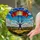 Parachuting Skydiver Stained Glass Art - Tiffany Jewel Tones Sky Clouds Hills Decor Stained Glass Suncatcher - 2