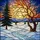 Winter Landscape Sunset Stained Glass - Bare Trees Pine Mountain Icy River Window Decor Stained Glass Suncatcher - 5