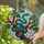 Vibrant Blue-Green Snake Stained Glass Art with Gnarled Tree Branch & Iridescent Mosaic Stained Glass Suncatcher - 2