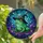 Green Frog Witch Hat Stained Glass Celestial Night Sky Mosaic Stars Purple Swirls Decor Stained Glass Suncatcher - 2