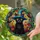 Black Cat Witch Hat Autumn Leaves Bat Silhouettes Tiffany Glass Style - Fall Halloween Decor Stained Glass Suncatcher - 2