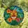 Grinning Tiki Mask Tropical Hibiscus Palm Leaves - Detailed Tiffany Stained Glass Look Stained Glass Suncatcher - 1