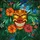 Grinning Tiki Mask Tropical Hibiscus Palm Leaves - Detailed Tiffany Stained Glass Look Stained Glass Suncatcher - 5