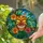 Grinning Tiki Mask Tropical Hibiscus Palm Leaves - Detailed Tiffany Stained Glass Look Stained Glass Suncatcher - 2
