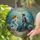Stained Glass Woman Man Underwater Embrace - Tiffany Style Coral Reef Jewel Tone Art Gift Stained Glass Suncatcher - 2
