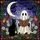 Ghost & Black Cat Reading Book with Moon & Bats - Stained Glass Autumn Halloween Art Stained Glass Suncatcher - 5