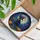 Black Cat Witch Hat Broomstick Jack-o'-lantern Glowing Stars - Starry Night Halloween Decor Stained Glass Suncatcher - 3