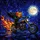 Fiery Jack-o'-lantern Chopper Motorcycle, Starry Night Moon Stained Glass, Halloween Horror Fan Gift Stained Glass Suncatcher - 5