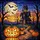 Grinning Jack-o'-Lantern Haunted Mansion Full Moon Gothic Stained Glass Spooky Halloween Stained Glass Suncatcher - 5