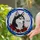 Siberian Husky YUKON Dog, Black & White Fur, Red Flowers, Glowing Amber Eyes Stained Glass Stained Glass Suncatcher - 2