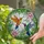 Two Hummingbirds Stained Glass Glowing Pink Floral Mosaic Tiffany Window Art Stained Glass Suncatcher - 2