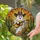Colorful White Ghost Cowboy Hat Guitar Cacti Stained Glass Desert Mosaic Scene Stained Glass Suncatcher - 2