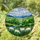 White Sheep Grazing Field Stained Glass Style - Red Poppies Blue Stream Hills Mountain Art Stained Glass Suncatcher - 1