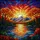 Stained Glass Sunset Lake Mountain Forest Autumn Trees Dynamic Sky Reflecting Water Stained Glass Suncatcher - 5