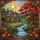 Stained Glass Cottage Garden Autumn Tree Stream Rolling Hills Colorful Jewel Tones Stained Glass Suncatcher - 5