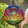 Tiffany Style Stained Glass Three Hot Air Balloons, Mosaic Sky Hills & Valleys Art Stained Glass Suncatcher - 2