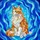 Fluffy Orange White Cat Green Eyes Outline Flowers Blue Teal Mosaic Tiffany Glass Art Stained Glass Suncatcher - 5