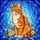 Orange Tabby Cat Stained Glass Art - Tiffany Style Jewel Tones, Green Eyes, Blue Mosaic Stained Glass Suncatcher - 5