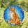 Orange Tabby Cat Stained Glass Art - Tiffany Style Jewel Tones, Green Eyes, Blue Mosaic Stained Glass Suncatcher - 1