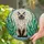 Regal Siamese Cat Tiffany Style Stained Glass - Aquatic Foliage Mosaic Sky Water Stained Glass Suncatcher - 2