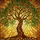 Tree of Life Stained Glass Tiffany Style Mosaic Artwork - Luminous Golden Amber Decor Stained Glass Suncatcher - 5