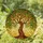 Tree of Life Stained Glass Tiffany Style Mosaic Artwork - Luminous Golden Amber Decor Stained Glass Suncatcher - 1