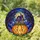 Witchy Cottage Grinning Jack-o'-lantern White Cats Gnarled Trees - Spooky Halloween Decor Stained Glass Suncatcher - 1