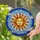Serene Sun Face Tiffany Stained Glass Fiery Rays Fluffy Cloud Mosaic Sky Intricate Jewel Tone Stained Glass Suncatcher - 2