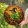 Green Parrot Witch Hat Stained Glass Sunset Mosaic - Tiffany Style Decor Jewel Tones Stained Glass Suncatcher - 2