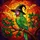 Green Parrot Witch Hat Stained Glass Sunset Mosaic - Tiffany Style Decor Jewel Tones Stained Glass Suncatcher - 5