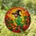 Green Parrot Witch Hat Stained Glass Sunset Mosaic - Tiffany Style Decor Jewel Tones Stained Glass Suncatcher - 1