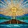 Radiant Golden Cross Stained Glass Art - Dynamic Sky & Sea Tiffany Style Jewel Tones Stained Glass Suncatcher - 5