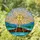 Radiant Golden Cross Stained Glass Art - Dynamic Sky & Sea Tiffany Style Jewel Tones Stained Glass Suncatcher - 1
