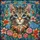 Stained Glass Mosaic Kitten Blue Eyes with Floral Frame - Tiffany Style Decor Gift Stained Glass Suncatcher - 5
