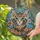 Stained Glass Mosaic Kitten Blue Eyes with Floral Frame - Tiffany Style Decor Gift Stained Glass Suncatcher - 2