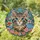 Stained Glass Mosaic Kitten Blue Eyes with Floral Frame - Tiffany Style Decor Gift Stained Glass Suncatcher - 1