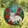 White Cat Red Poppy Stained Glass Mosaic with Piercing Blue Eyes & Green Foliage Stained Glass Suncatcher - 1