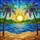 Tiffany Stained Glass Sun Palm Trees Ocean Beach Hills Intricate Colorful Jewel Tones Stained Glass Suncatcher - 5