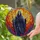 Grim Reaper Skeleton Scythe Arcane Golden Orb Deep Pink Blue Roses Tiffany Stained Glass Stained Glass Suncatcher - 2