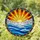 Tiffany Glass Sun Clouds Ocean Waves Mosaic Radial Beams Jewel Tones Stained Glass Style Stained Glass Suncatcher - 1