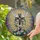 Christian Cross Doves Stained Glass Mosaic Art with Radiant Sunbeams & Jewel Tone Flowers Stained Glass Suncatcher - 2