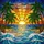 Tiffany Stained Glass Sunset Ocean Palm Trees Birds - Warm Hues Intricate Beach Decor Stained Glass Suncatcher - 5